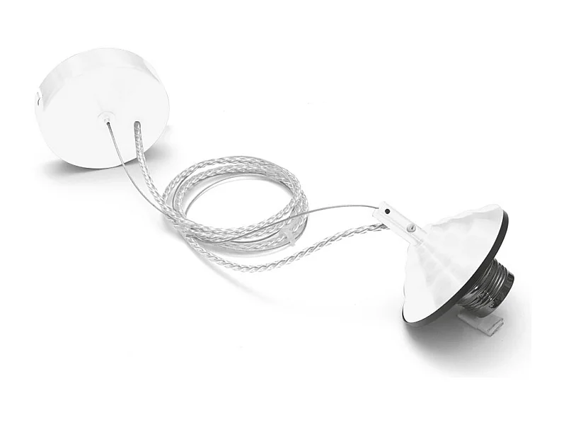 Alice – Kit suspension V/G E27 avec rosace blanche, câble tressé, cache douille, max 1x60W, IP20, design moderne