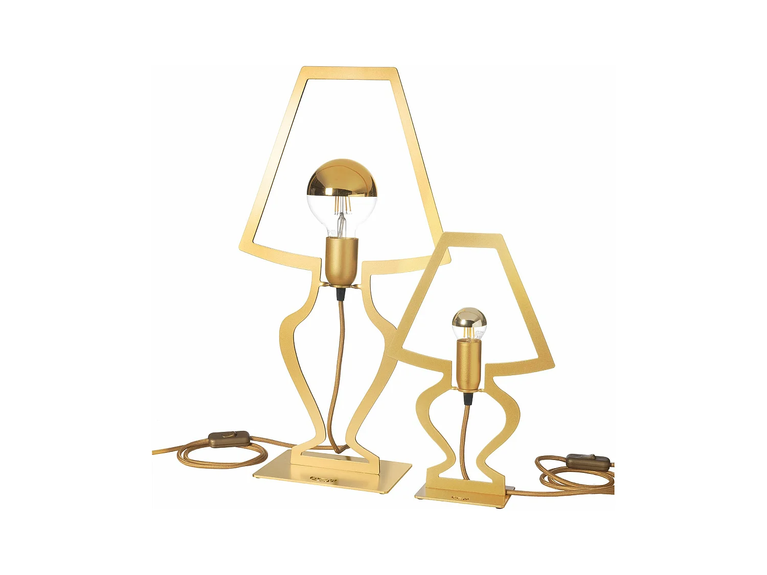 Lampe de table Silhouette Ø22x33 cm Fer perforé Or transparent Fabriqué en Italie Connexion E14 Complément d'ameublement