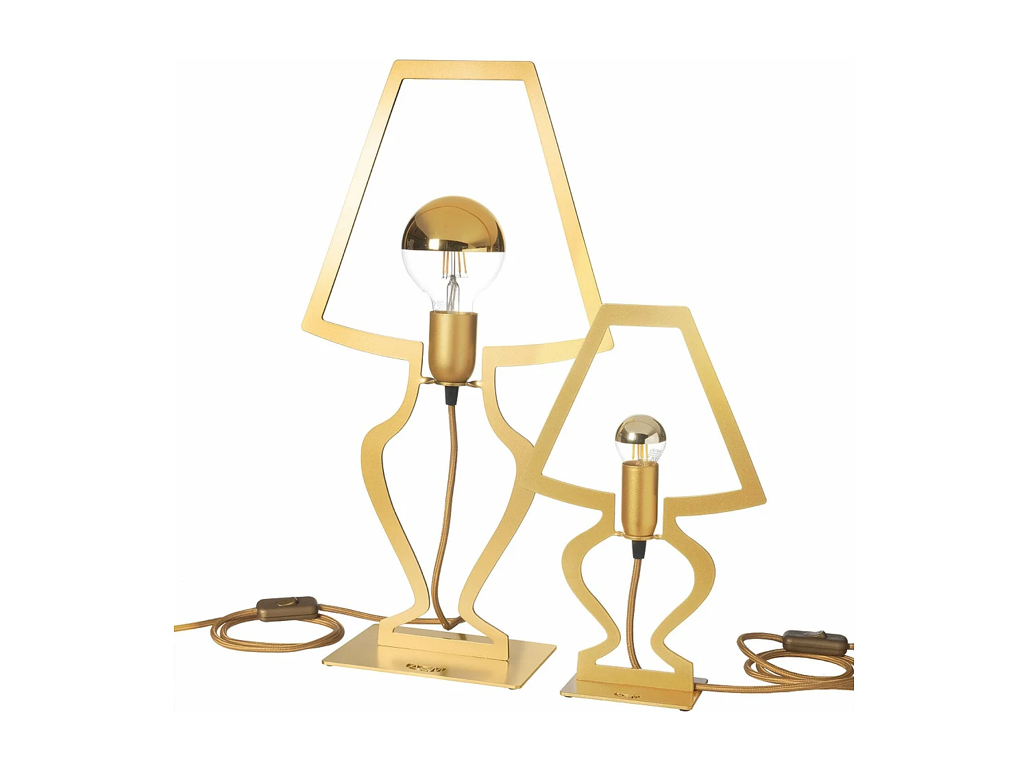 Lampe de table Silhouette Ø22x33 cm Fer perforé Or transparent Fabriqué en Italie Connexion E14 Complément d'ameublement