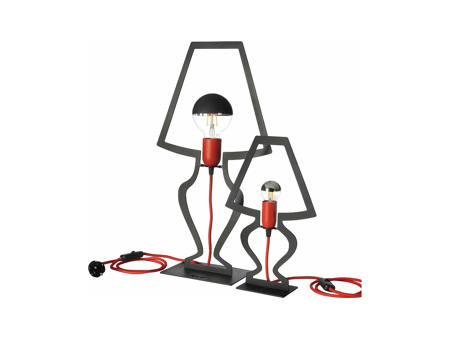 Große Silhouette-Tischlampe 30x54 cm aus stilisiertem Eisen. Modernes, traumhaftes Design. E27-Anschluss. Hergestellt in Italien. Schwarz