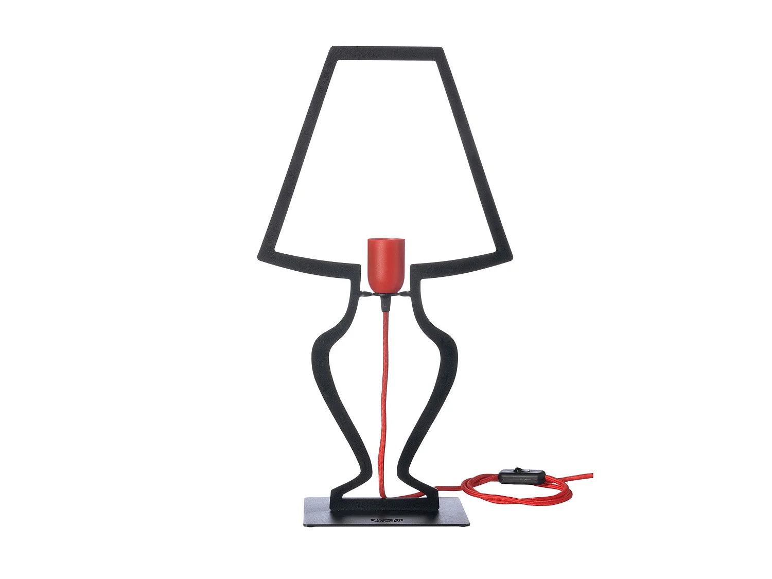 Stor Silhouette bordlampe 30x54 cm i stiliseret jern Moderne drømmeagtigt design E27 fatning Lavet i Italien Sort