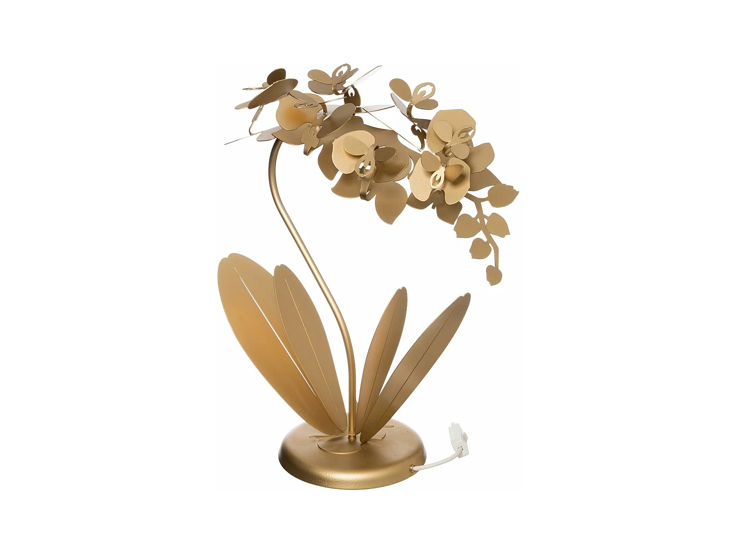 Petite lampe de table Orchidea 38x20x57 cm en fer découpé au laser Design floral moderne Connexion E14 Made in Italy Or