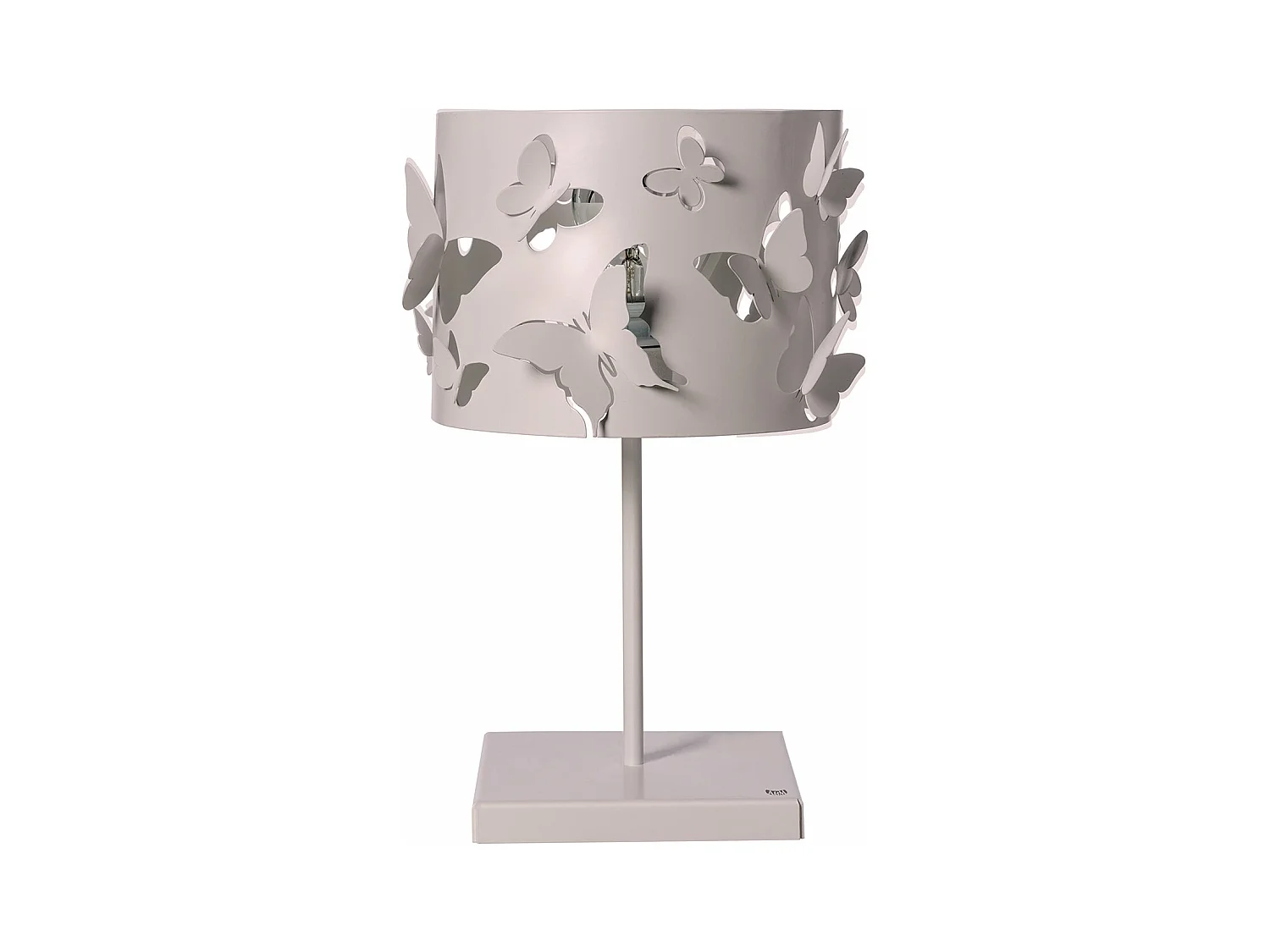 Lampe de table Farfallosa 20x20x37,2 cm en fer perforé avec papillons en relief Effet lumineux Douille E27 Made in Italy Mulberry