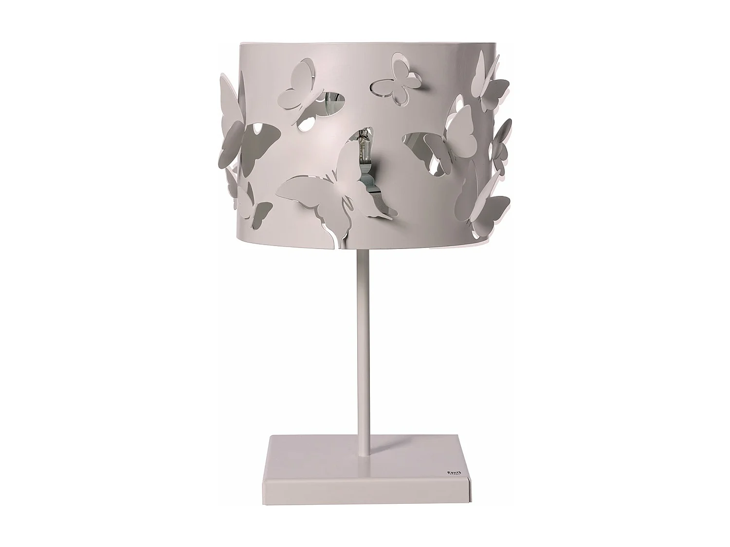 Lampe de table Farfallosa 20x20x37,2 cm en fer perforé avec papillons en relief Effet lumineux Douille E27 Made in Italy Mulberry