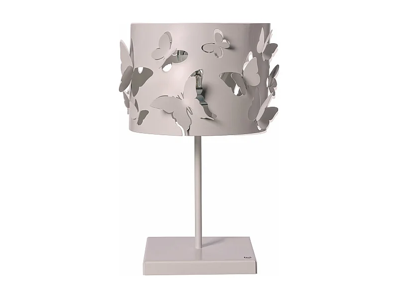 Lampe de table Farfallosa 20x20x37,2 cm en fer perforé avec papillons en relief Effet lumineux Douille E27 Made in Italy Mulberry