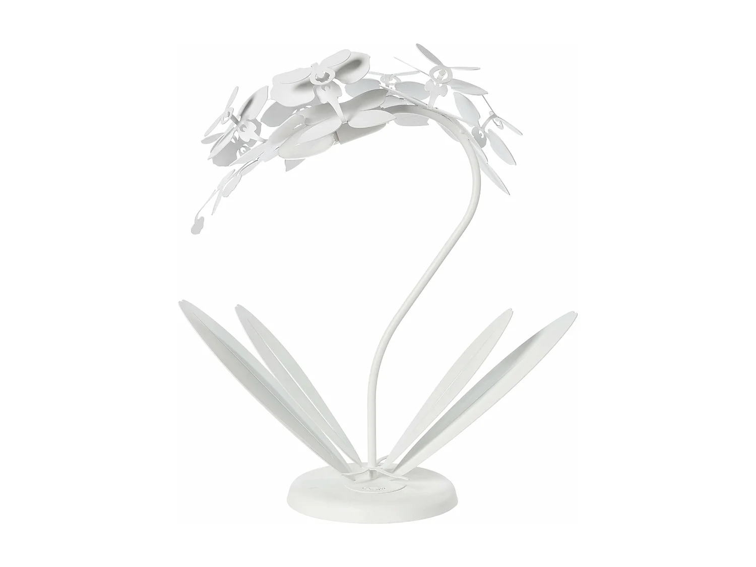Petite lampe de table Orchidea 38x20x57 cm en fer découpé au laser Design floral moderne Connexion E14 Fabriqué en Italie Blanc