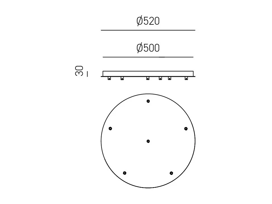 Rosace ronde en métal Alice noire IP20 pour suspensions - Base de plafond moderne, connexion 6 trous, installation facile