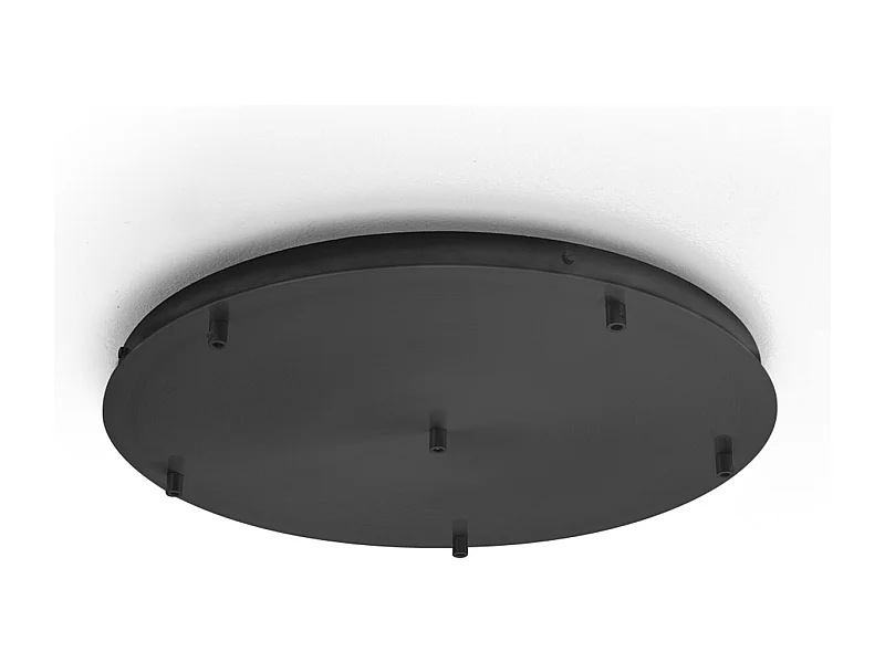 Rosace ronde en métal Alice noire IP20 pour suspensions - Base de plafond moderne, connexion 6 trous, installation facile