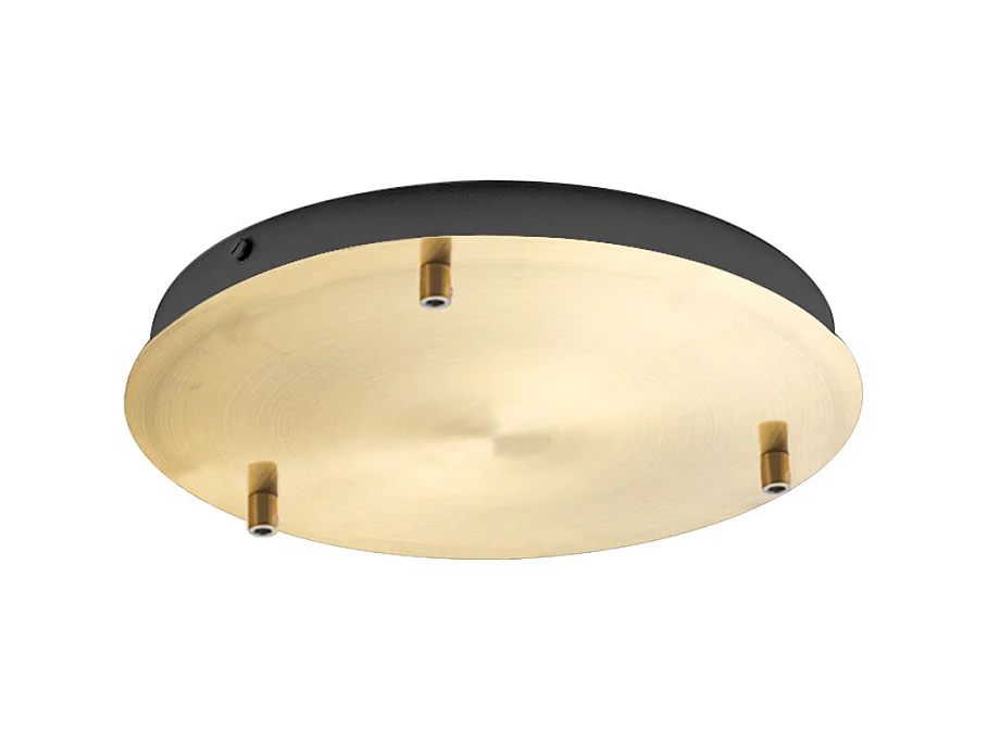 Rosace plafond ronde laiton IP20 Alice pour suspension – base moderne, 3 trous, connexion centrale, installation facile