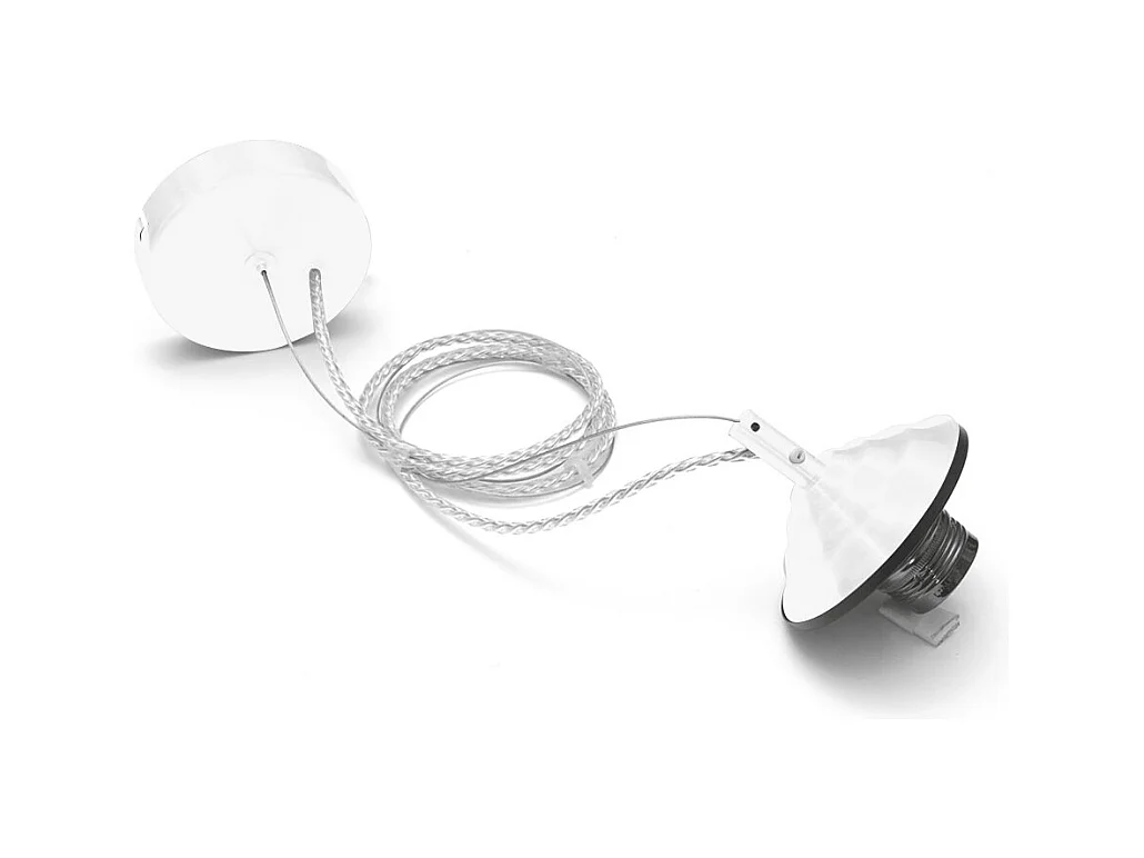 Alice – Kit suspension V/P E27 avec rosace blanche, câble tressé, cache douille, max 1x60W, IP20, design moderne