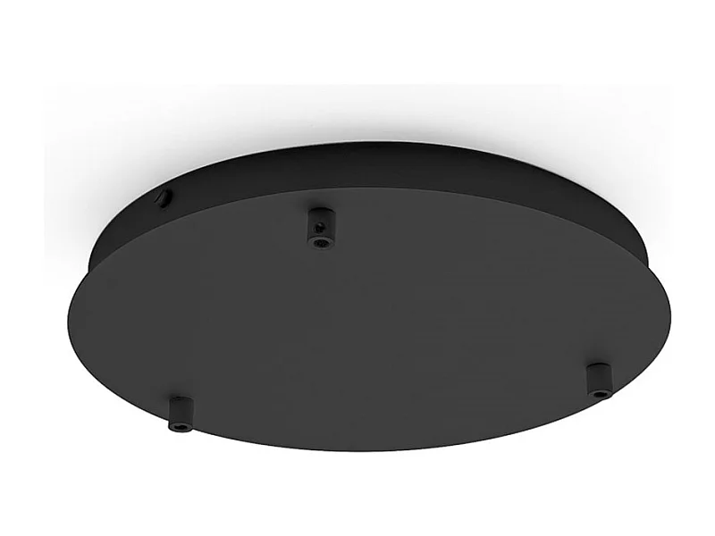 Rosace ronde en métal Alice noire IP20 pour suspensions - Base de plafond moderne, connexion 3 trous, installation facile