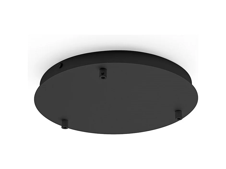 IP20 schwarzer runder Metall-Deckenbaldachin Alice für Pendelleuchten – Moderner Deckensockel, 3-Loch-Anschluss, einfache Installation