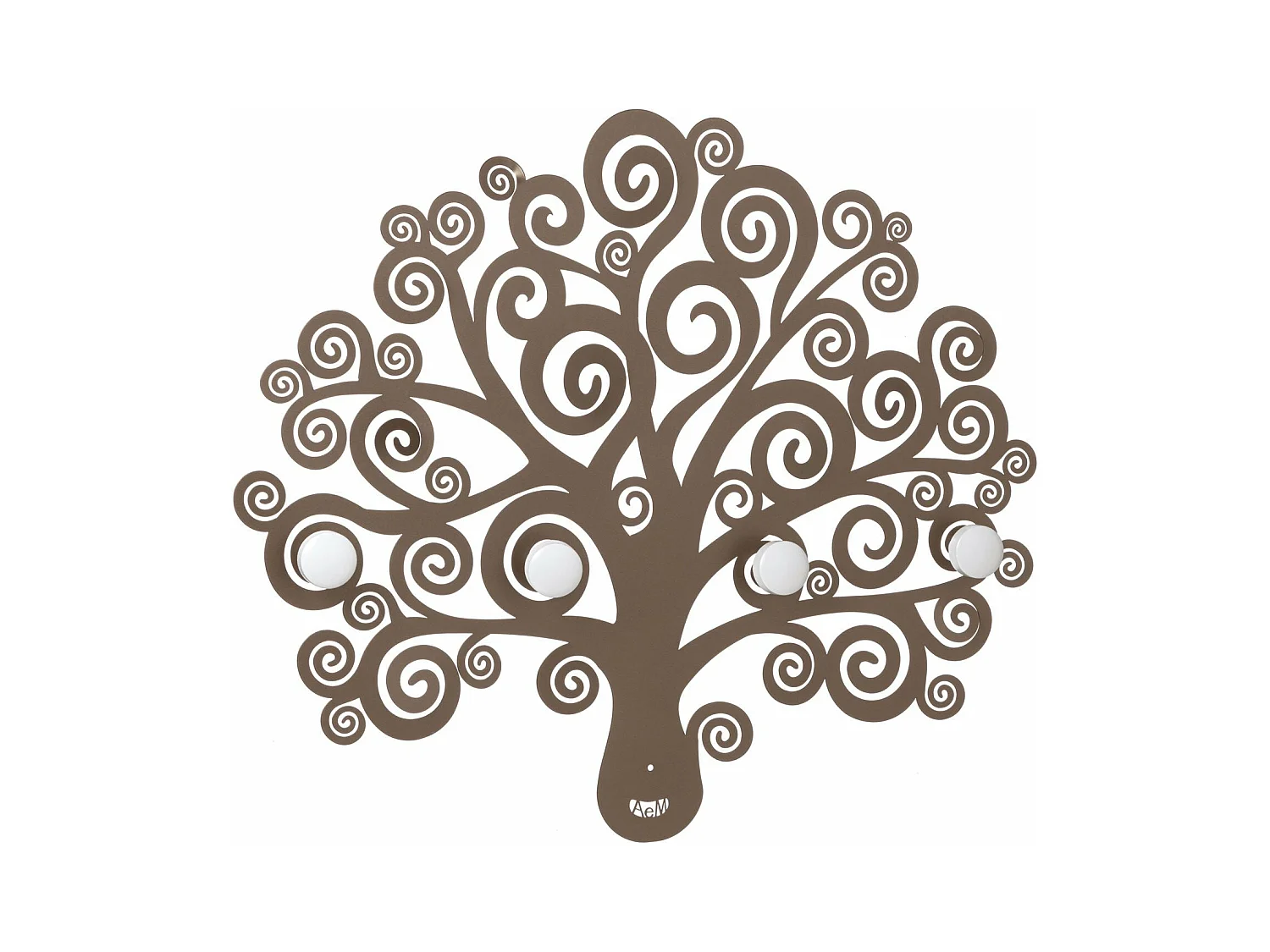 Porte-manteau mural arbre de vie 40x177 cm, en fer avec boutons en bois, design décoratif italien, couleur bronze
