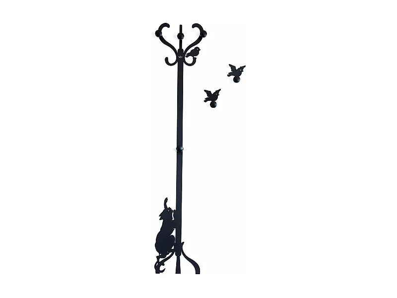 Romeo i ptaki - Wieszak ścienny 130x30 cm, żelazo z drewnianymi gałkami, styl romantyczny, made in Italy