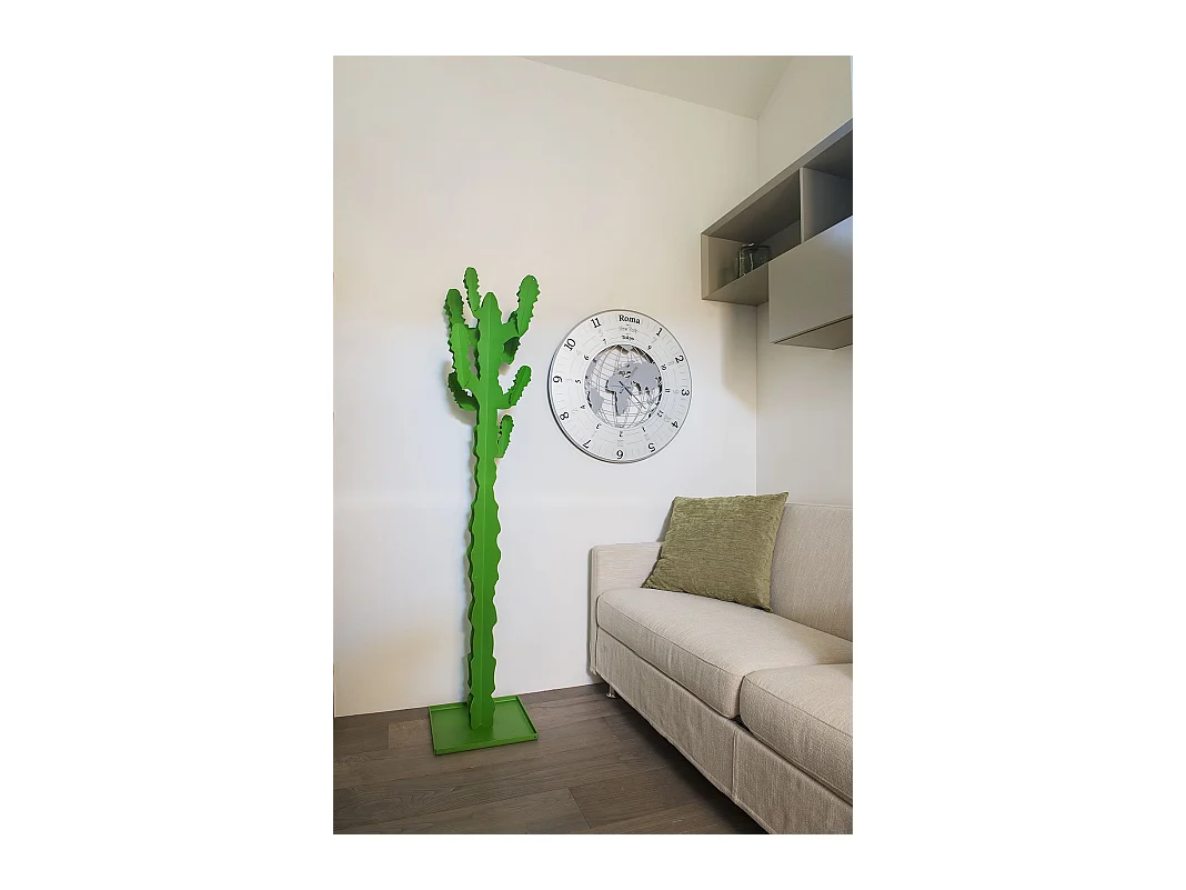 Cintre de sol Cactus 170 cm, structure autoportante en fer, design moderne pour entrée ou chambre, Made in Italy Vert Sauge