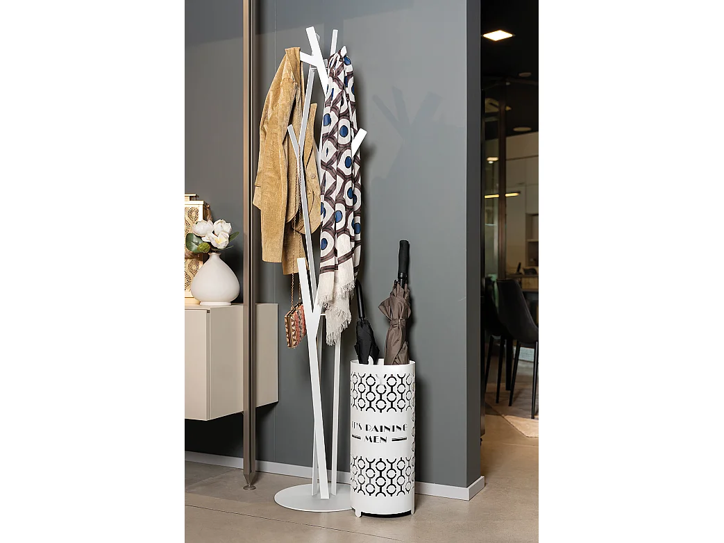 Cintre de sol en fer Uty Ø30x178 cm Design minimaliste autoportant, Mobilier pour entrée, bureau ou bureau Fabriqué en Italie Noir