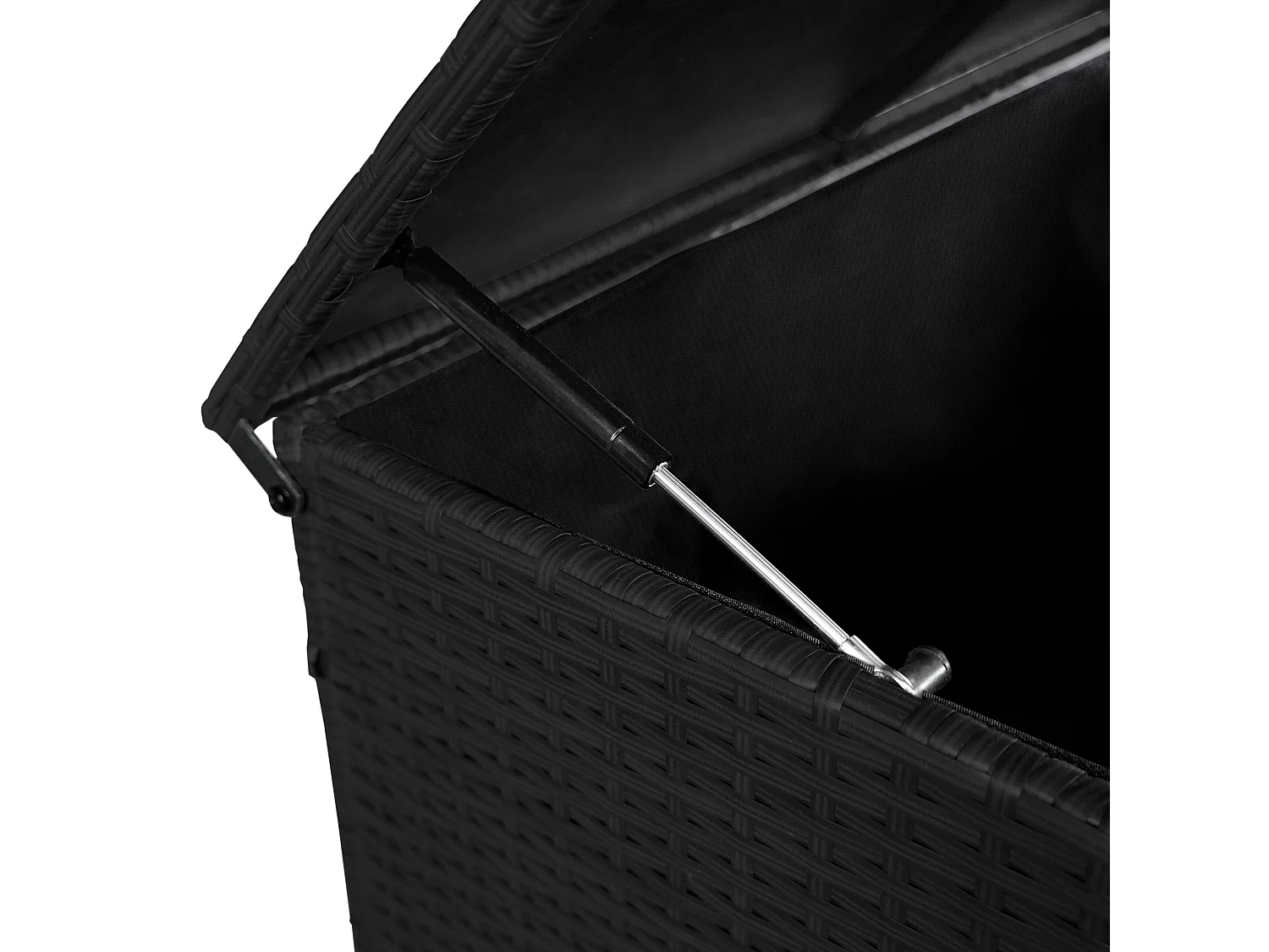 Gartenmöbel Set Holzeffekt Aluminium mit Rattan Aufbewahrungsbox Schwarz