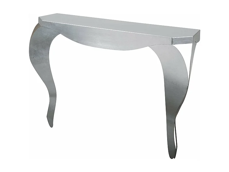 Console Chippendale 90x33x77 cm em ferro pintado de prata Design elegante e perfurado em mobiliário de entrada de estilo clássico moderno Fabricado