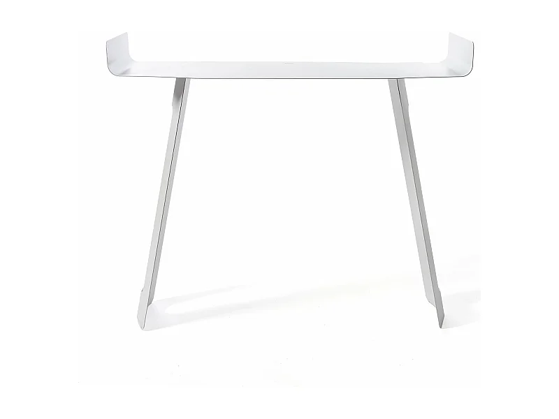 Tybet konsola 110x35x85 cm, beżowe lakierowane żelazo, perforowany wzór, made in Italy