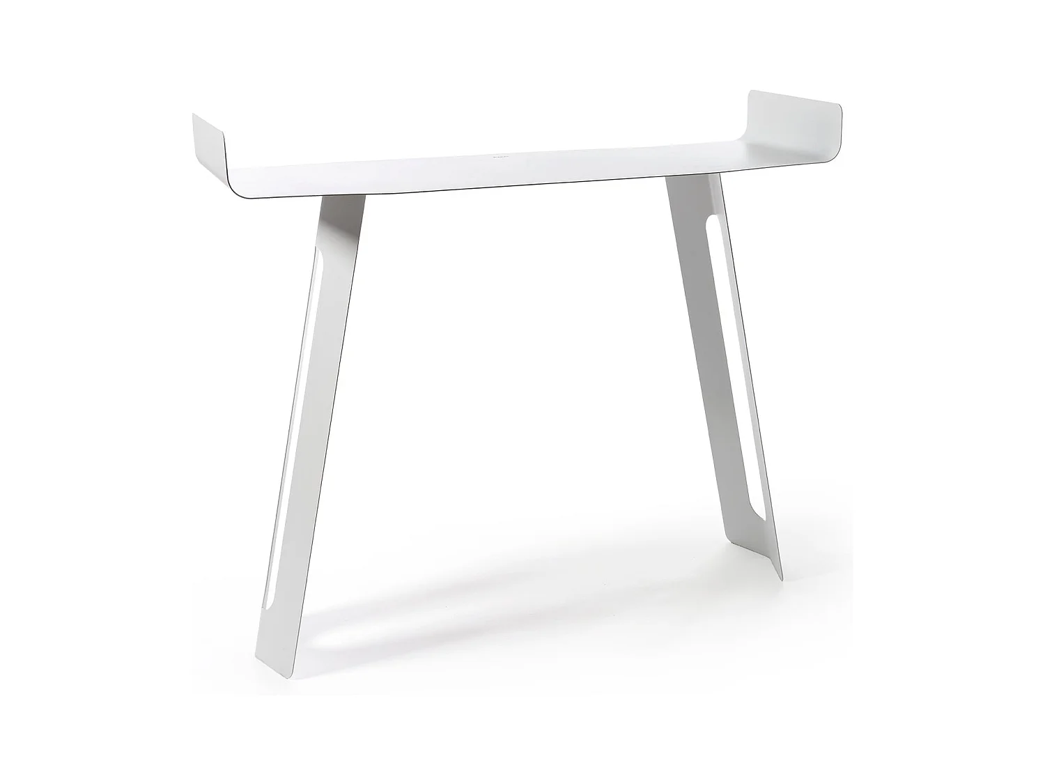 Console Tibet 110x35x85 cm en fer peint noir Design minimal courbé perforé Mobilier d'entrée moderne Fabriqué en Italie Blanc