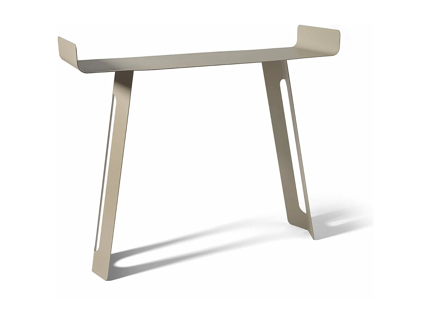 Console Tibet 110x35x85 cm en fer peint noir Design minimal courbé perforé Mobilier d'entrée moderne Fabriqué en Italie Blanc