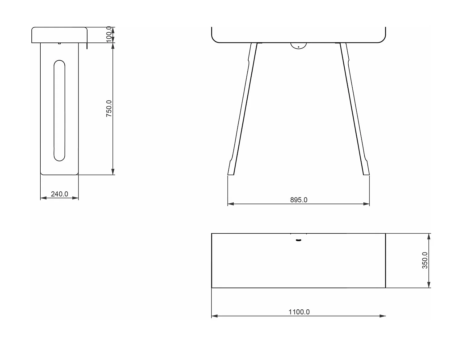 Console Tibet 110x35x85 cm en fer peint noir Design minimal courbé perforé Mobilier d'entrée moderne Fabriqué en Italie Blanc