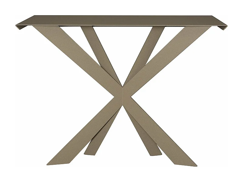 Console Exsodus Zeus 110x35x85 cm en fer peint beige géométrique perforé moderne Meuble d'entrée ou de salon Fabriqué en Italie