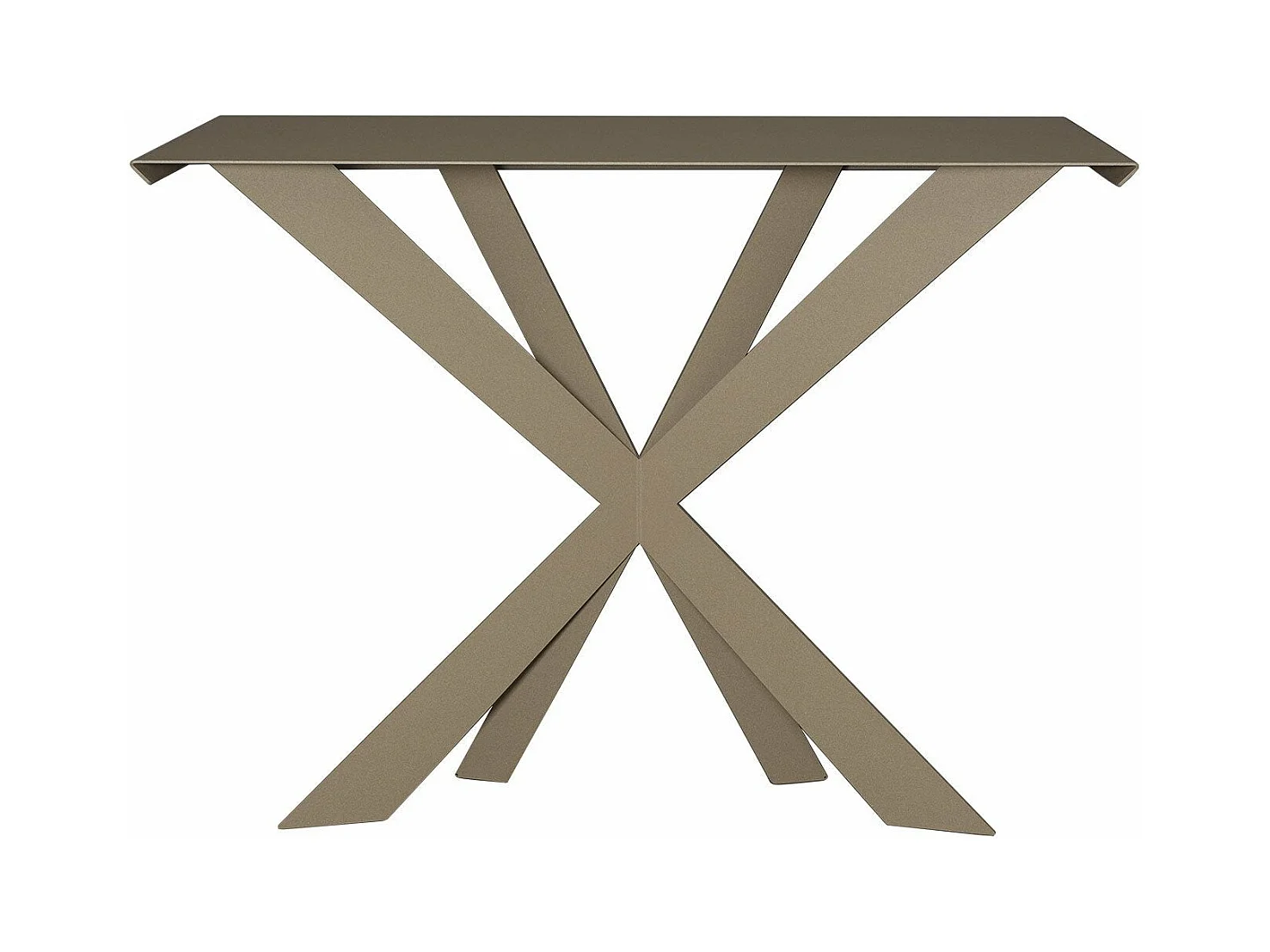 Console Exsodus Zeus 110x35x85 cm en fer peint beige géométrique perforé moderne Meuble d'entrée ou de salon Fabriqué en Italie