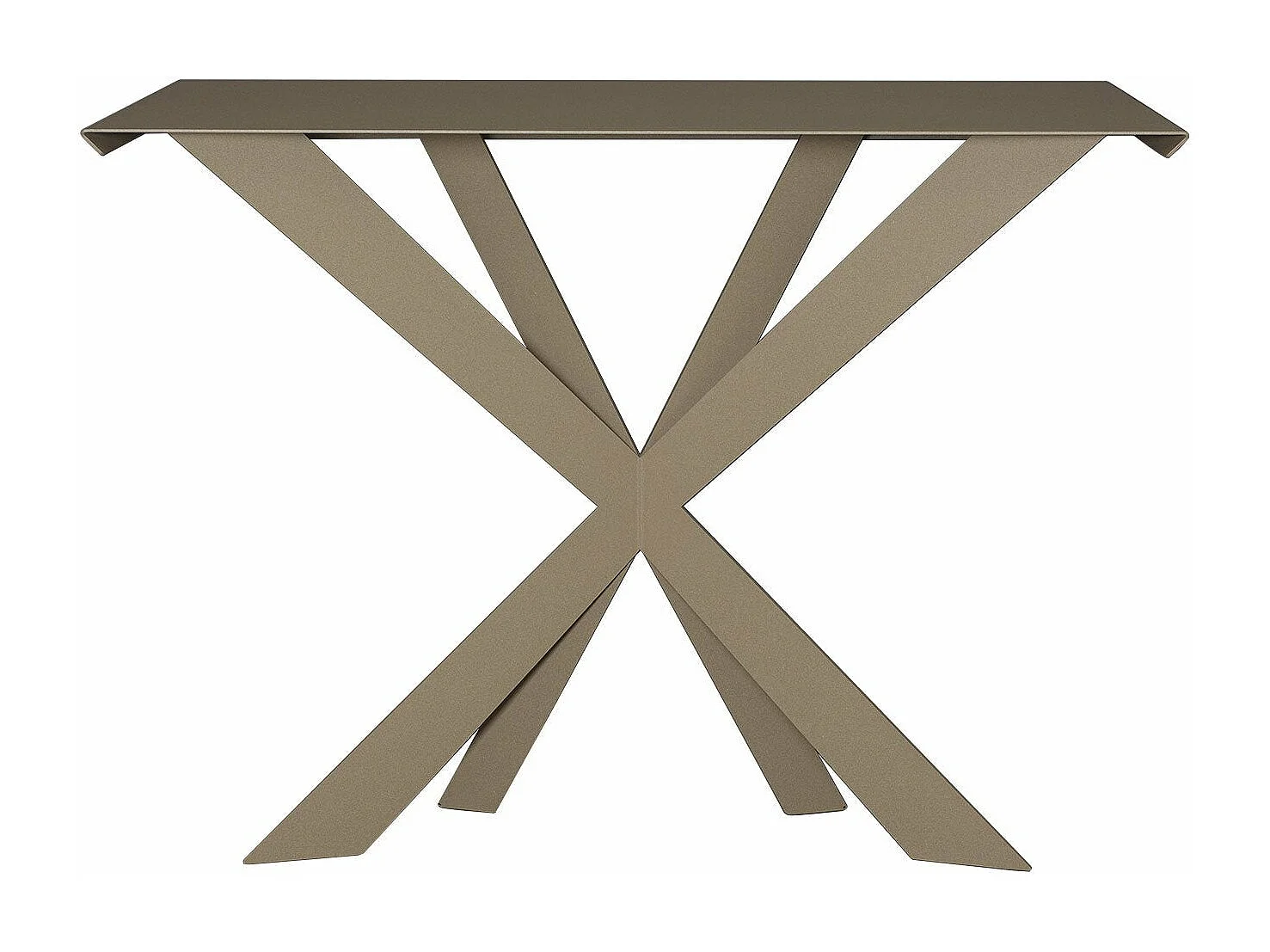 Console Exsodus Zeus 110x35x85 cm en fer peint beige géométrique perforé moderne Meuble d'entrée ou de salon Fabriqué en Italie