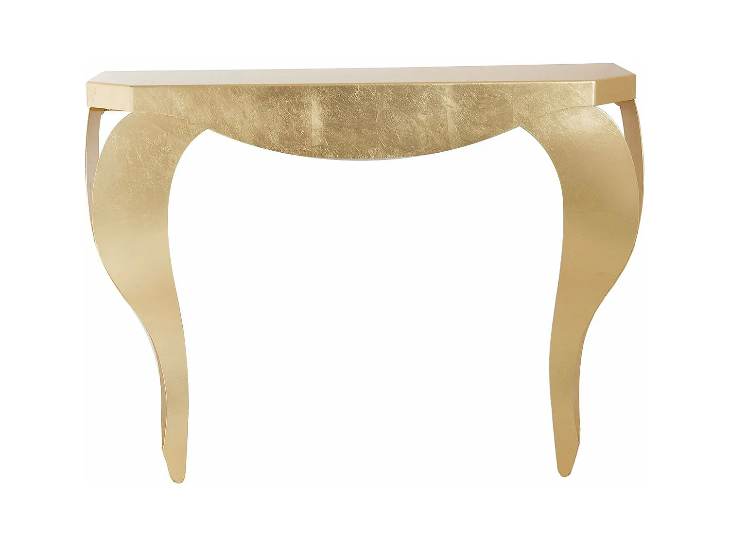 Console Chippendale 100x30x80 cm en fer doré, design classique perforé pour entrée moderne, Made in Italy