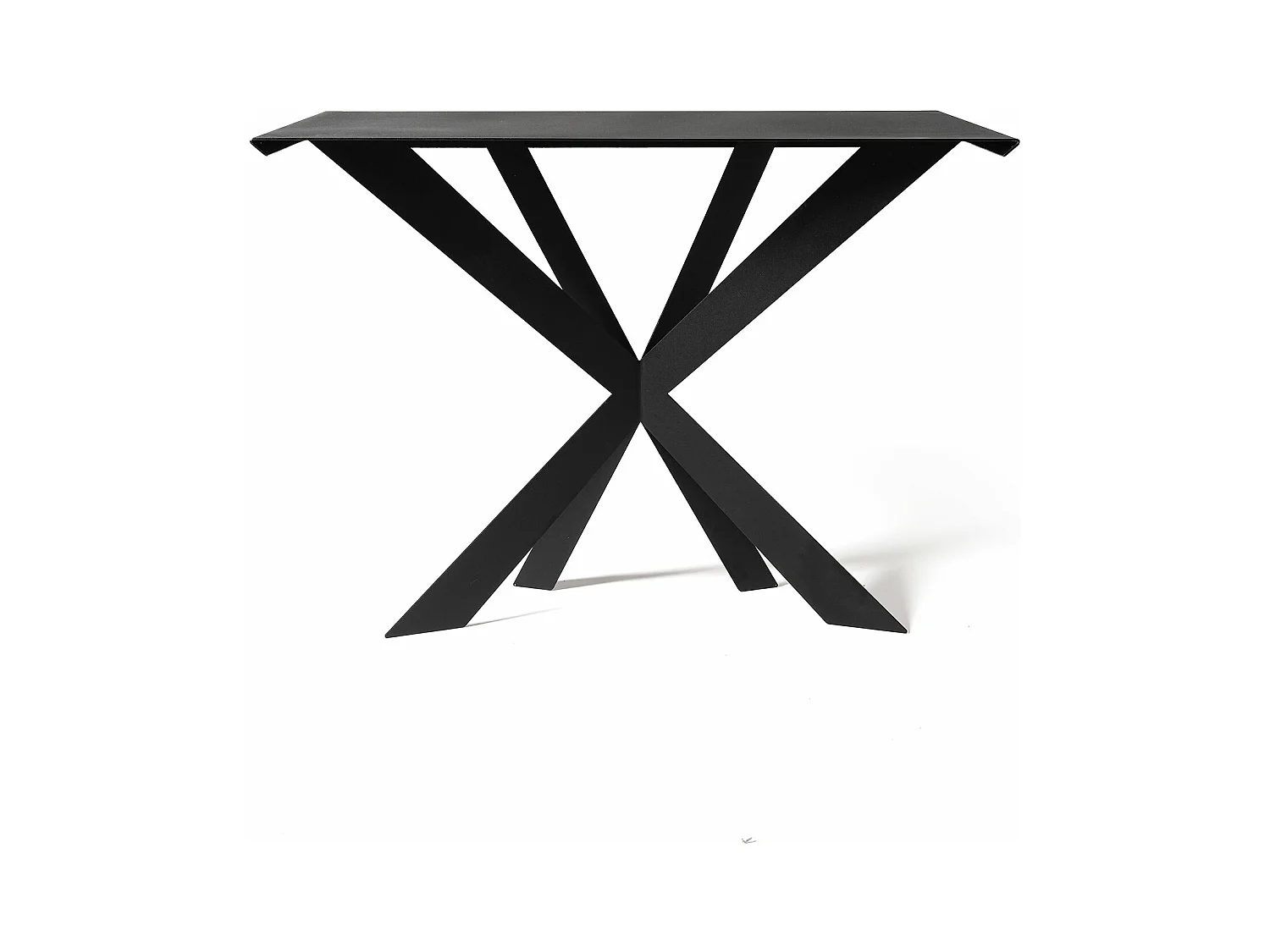 Console Exsodus Zeus 110x35x85 cm en fer peint noir géométrique perforé moderne Meuble d'entrée ou de salon Fabriqué en Italie