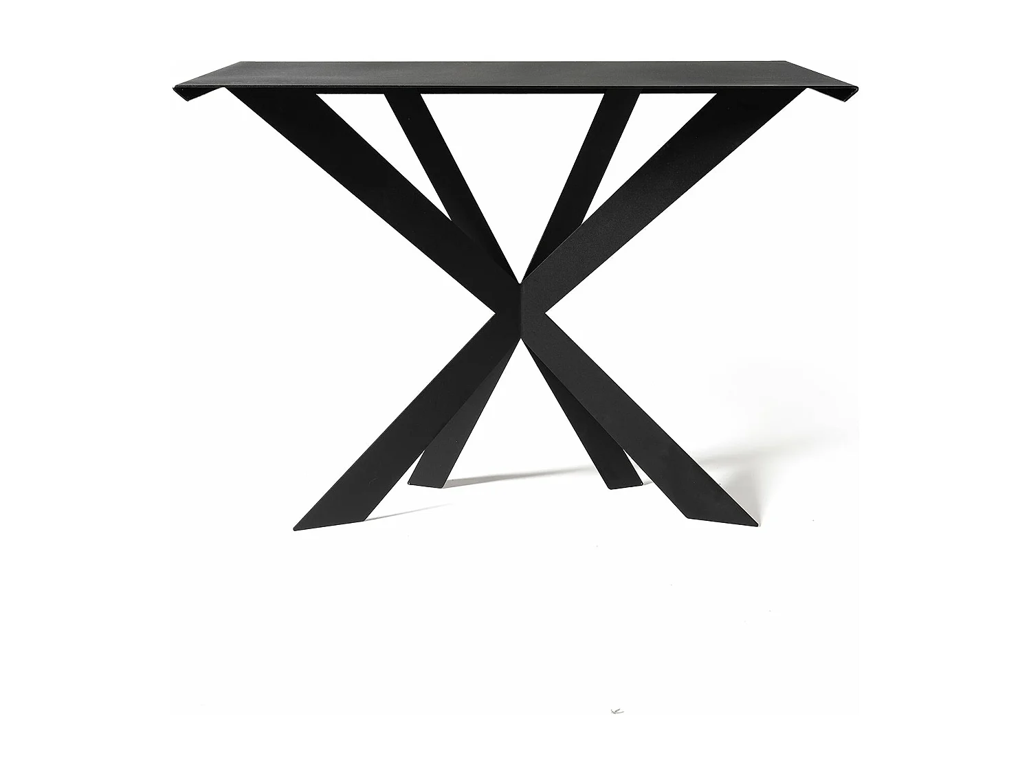 Console Exsodus Zeus 110x35x85 cm en fer peint noir géométrique perforé moderne Meuble d'entrée ou de salon Fabriqué en Italie