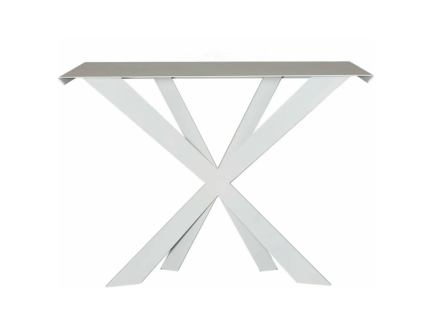 Console Exsodus Zeus 110x35x85 cm en fer peint blanc géométrique perforé moderne Meuble d'entrée ou de salon Fabriqué en Italie