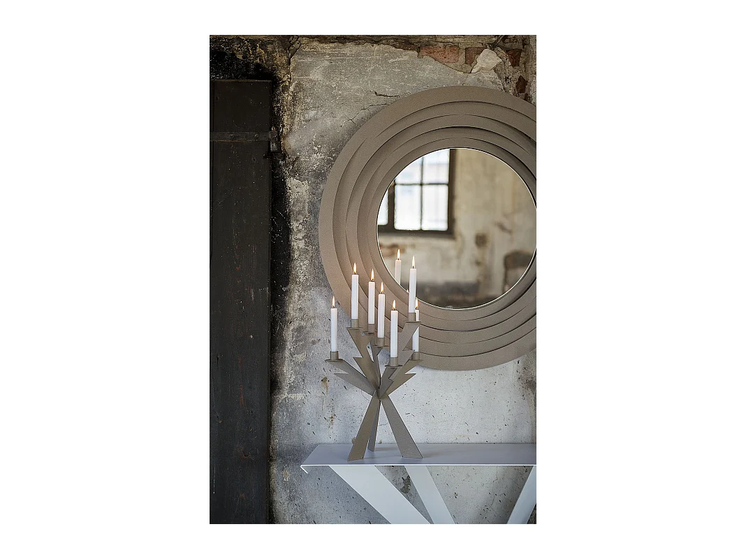 Console Exsodus Zeus 110x35x85 cm en fer peint blanc géométrique perforé moderne Meuble d'entrée ou de salon Fabriqué en Italie