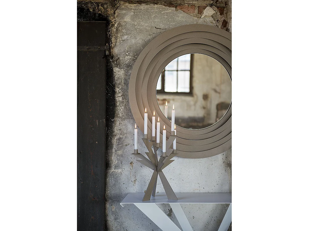 Console Exsodus Zeus 110x35x85 cm en fer peint blanc géométrique perforé moderne Meuble d'entrée ou de salon Fabriqué en Italie