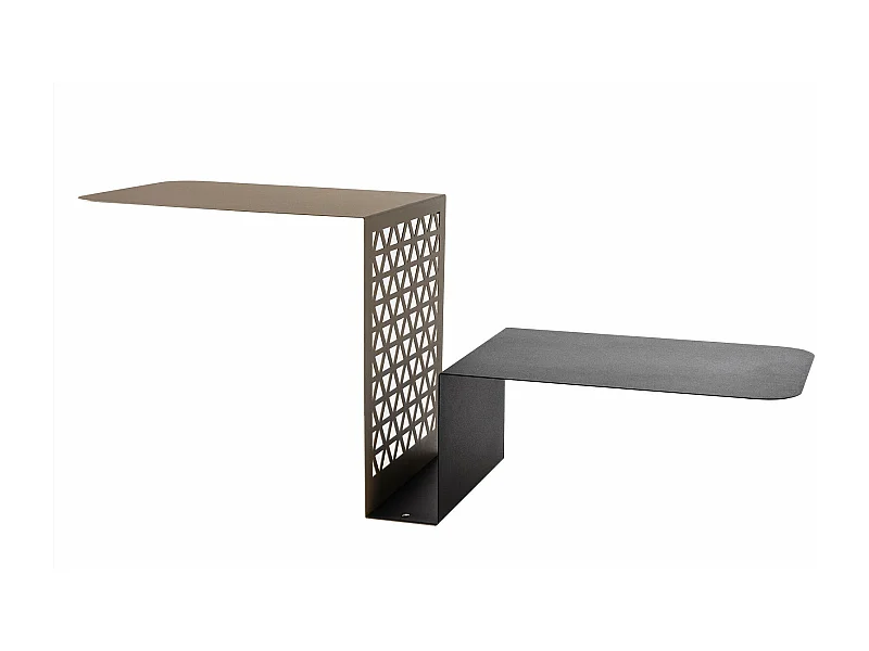 Étagère console Scalea 100x30x40 cm en fer perforé, design échelle, 2 étagères, compact, marbre blanc/jade, Made in Italy