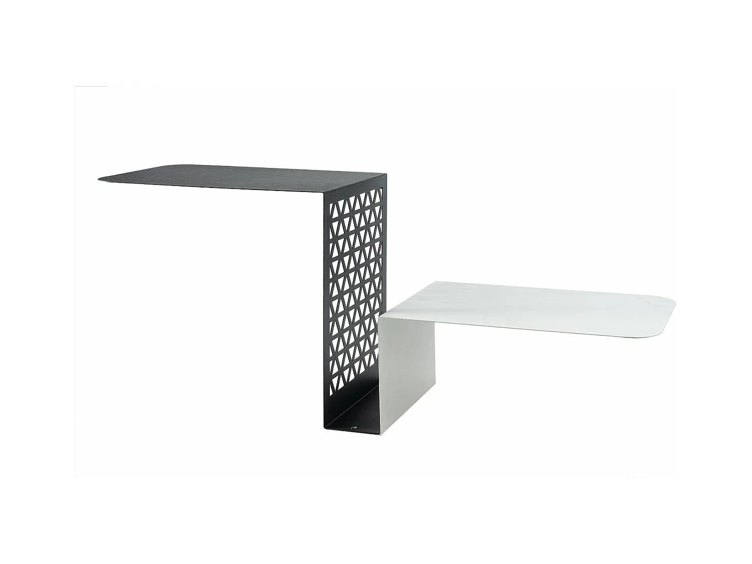 Étagère console Scalea 100x30x40 cm en fer perforé, design échelle, 2 étagères, compact, marbre noir/blanc, Made in Italy
