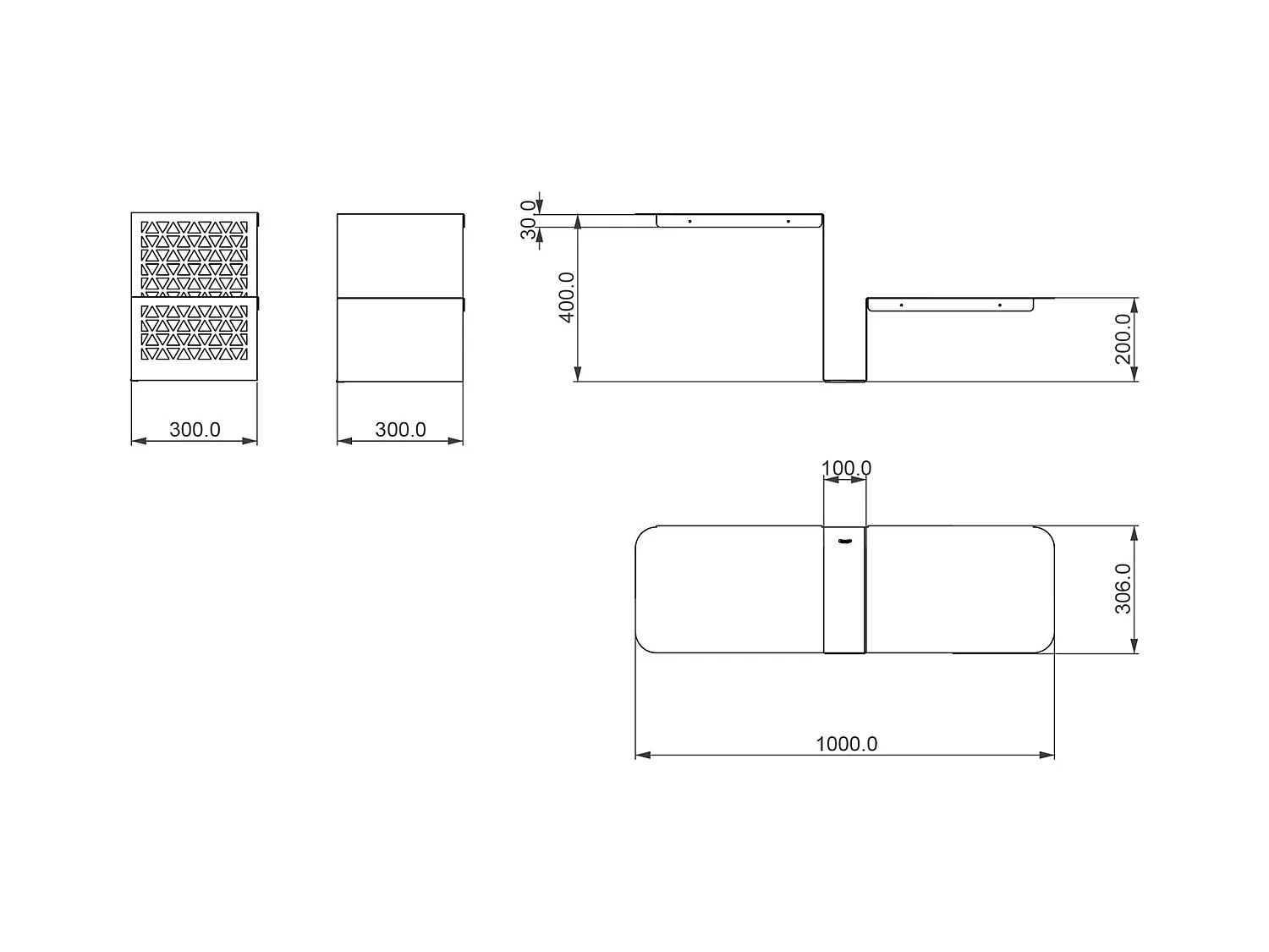 Scalea – Regal 100x30x40 cm, Eisen schwarz/weiß, 2 Ebenen – Made in Italy