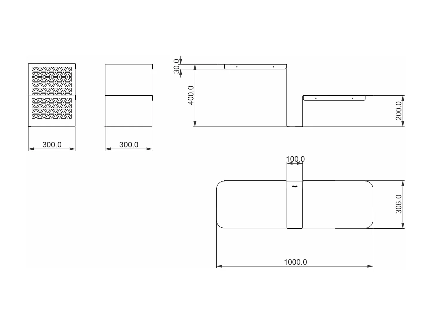 Étagère console Scalea 100x30x40 cm en fer perforé, design échelle, 2 étagères, compact, beige/noir, Made in Italy