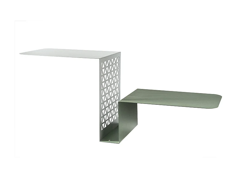 Prateleira de console Scalea 100x30x40 cm em ferro perfurado Design moderno escada dupla prateleira Fabricado na Itália Bege/preto