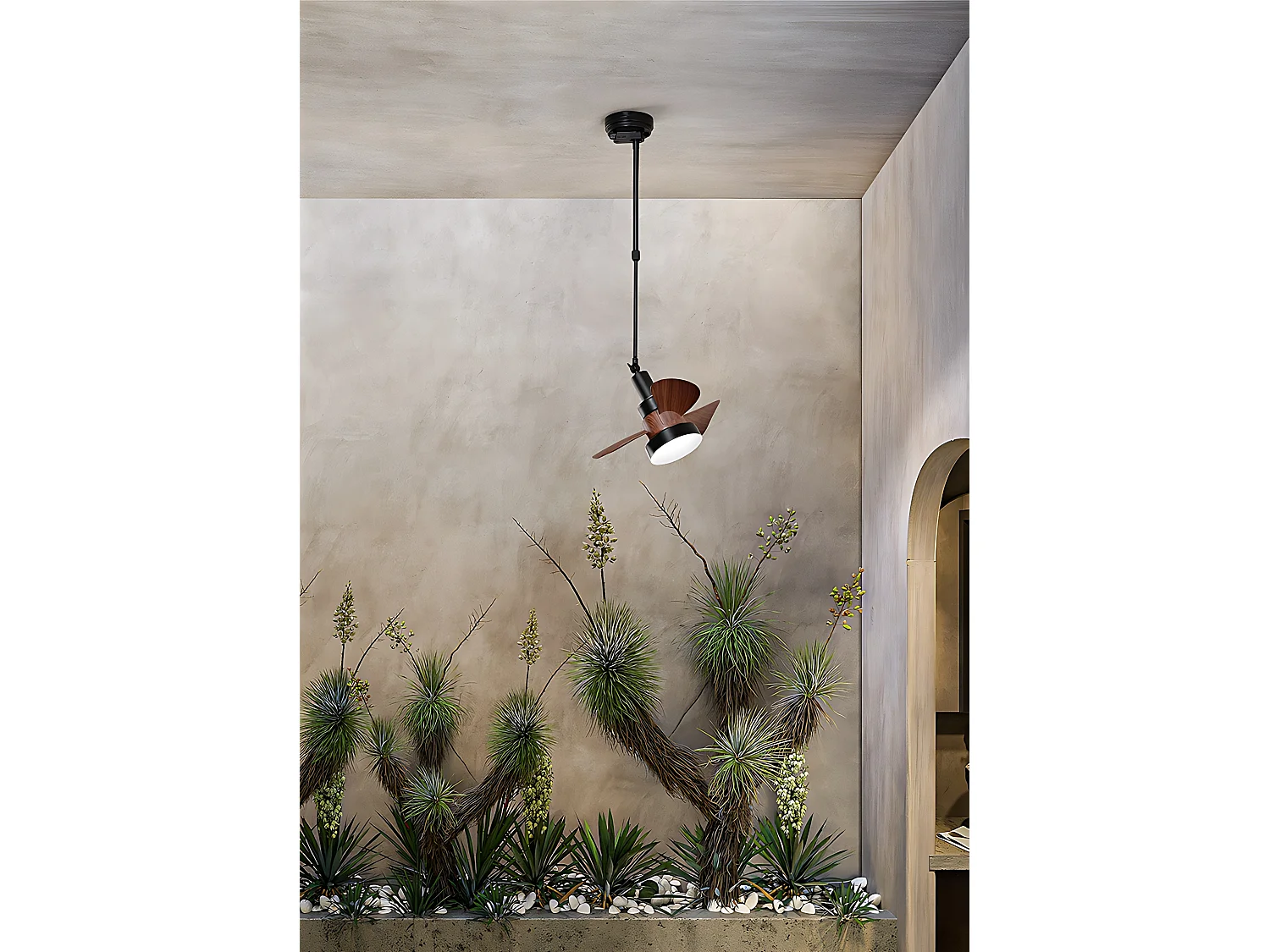 Ventilateur plafond Perenz noyer – LED 15W, pales ABS, 3 vitesses, silencieux, télécommande, E27, Ø36cm, design naturel