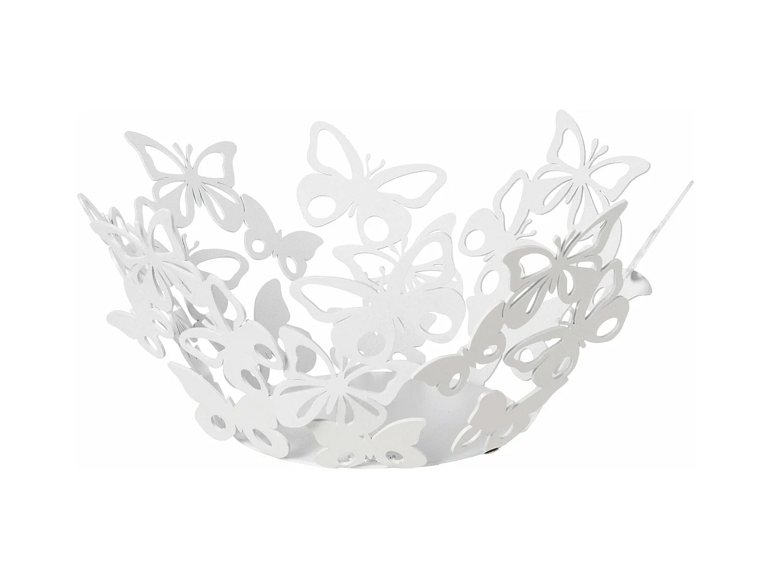 Petit centre de table Farfalloso Ø31 cm en fer perforé en marbre blanc avec papillons décoration de table élégante Made in Italy