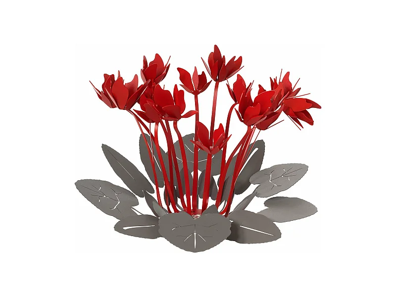 Dekorativer Tafelaufsatz Ciclamino Ø38 cm aus Schlamm und rotem Eisen. Modernes Blumendesign für Tisch oder Wohnzimmer, hergestellt in Italien