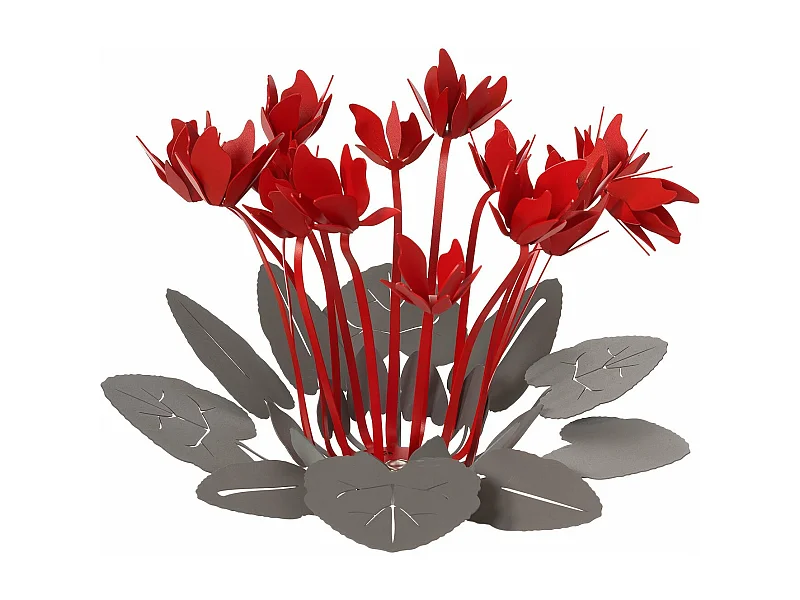 Centre de table décoratif Ciclamino Ø38 cm en Boue et Fer rouge Design floral pour table ou salon Fabriqué en Italie