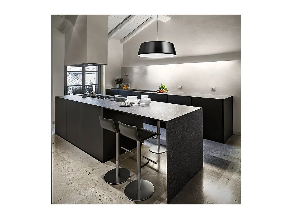 Blanca - Zwarte hanglamp 1XE27 max 1X60W IP20 - Plafondlamp met modern aluminium design - E27 fitting