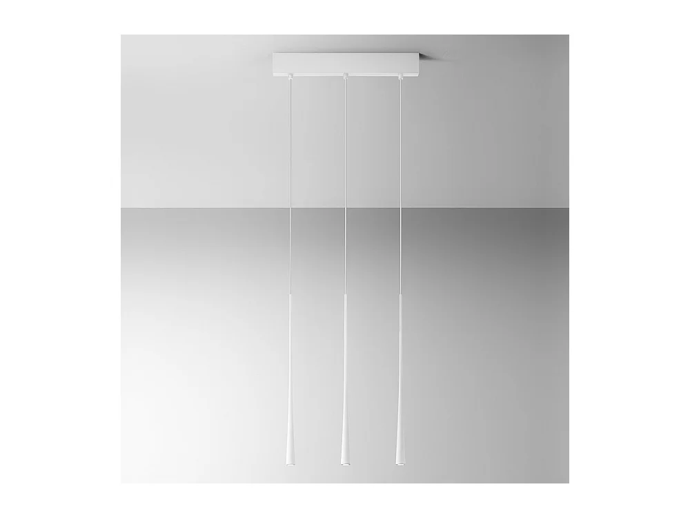 Dafne – Weiße Pendelleuchte 16,5 W warmes Licht 3000 K IP20 – LED-Deckenleuchte 3 Lichter modernes Design – satiniertes weißes Aluminium