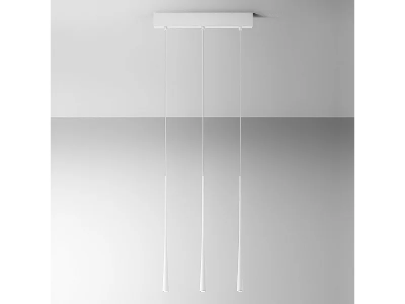 Dafne - Lámpara colgante blanca 16,5W luz cálida 3000K IP20 - Plafón LED 3 luces diseño moderno - aluminio blanco satinado