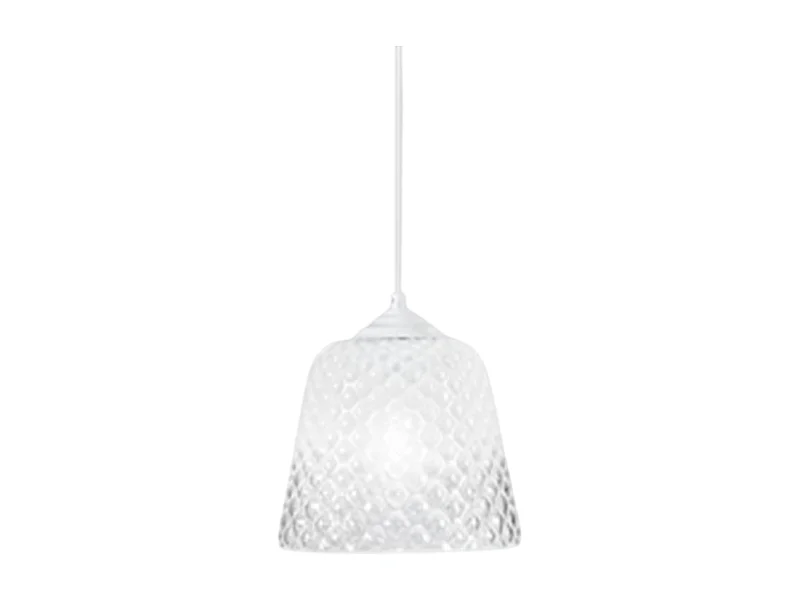 Diffuseur en verre blanc pour suspension - finition dégradée transparente, design décoratif, culot E27 (petit verre) d.25X21,5