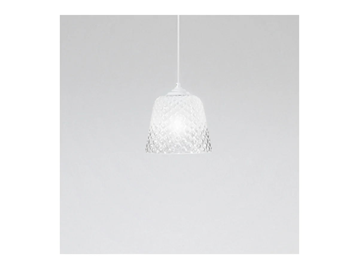 Diffuseur en verre blanc pour suspension - finition dégradée transparente, design décoratif, culot E27 (petit verre) d.25X21,5