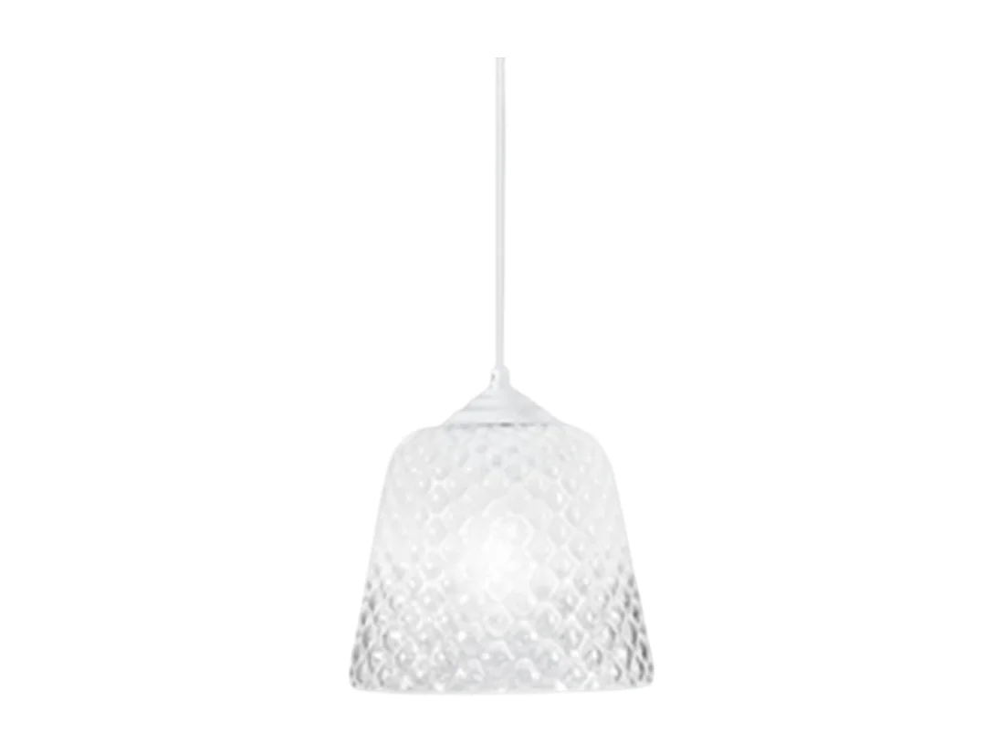 Diffuseur en verre blanc pour suspension - finition dégradée transparente, design décoratif, culot E27 (petit verre) d.25X21,5